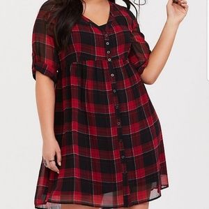 Torrid, 0X, Red plaid dress with slip